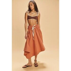 Free People Free-est Rumi Midi Skirt Asymmetrical Flowy Beach Cotton M 282453